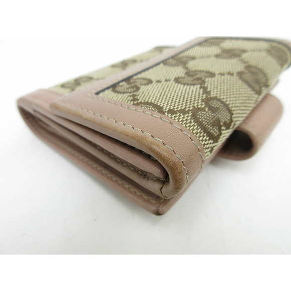 Gucci GG Double Hook Bifold Wallet Pink Beige Canvas Leather - Picture 5 of 10